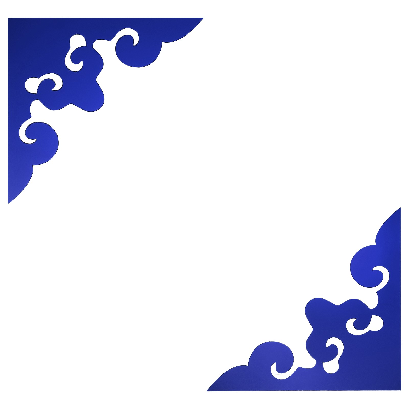 2Pcs Corner Decorative Pattern Hollow Mirror Wall Stickers(Dark Blue, 7.9×7.9″)