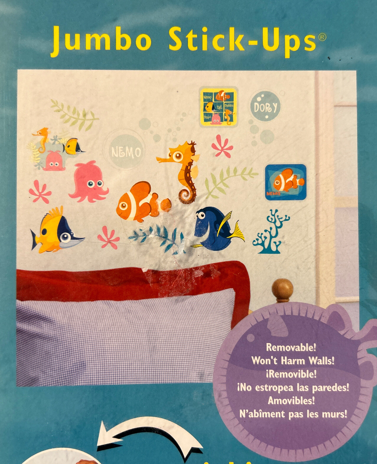 Disney Finding Nemo Jumbo Wall Stick Ups Stickers Set Removable Peel And Stick