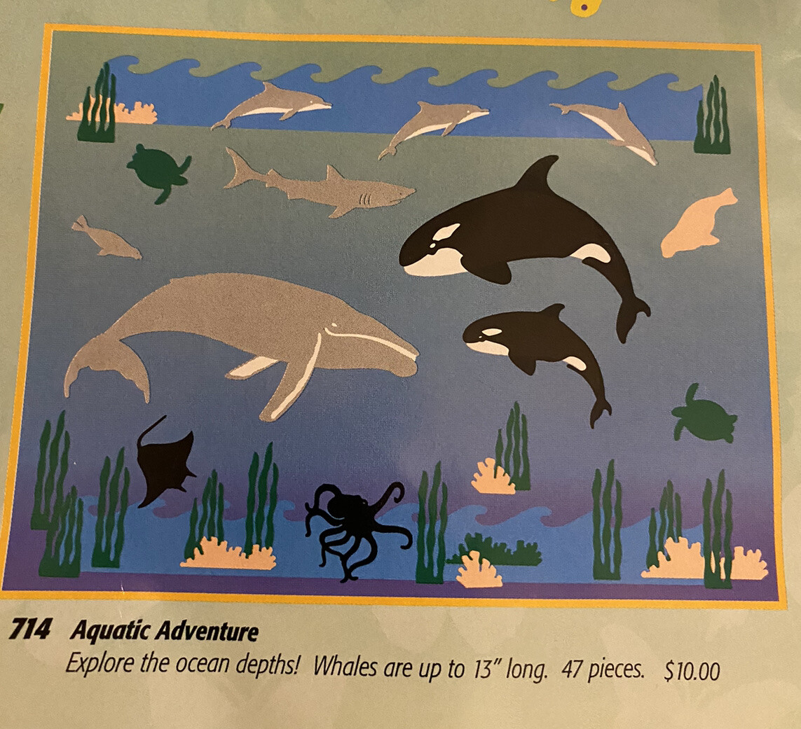Aquatic Adventures Whales Create a Wall Aquarium Vintage Stik-EES Window Clings