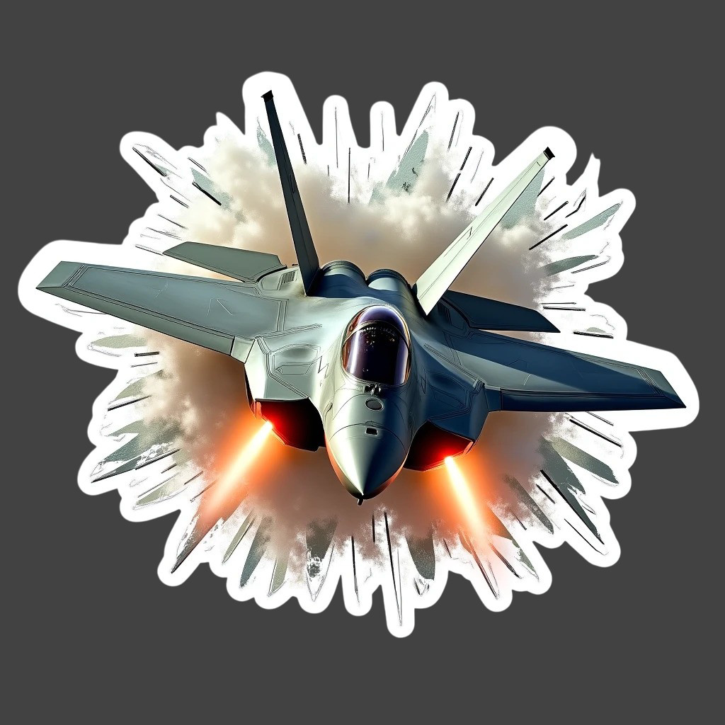 USAF Veteran Stealth Fighter Jet Burst Sticker Vinyl Decal Military Aviation Art