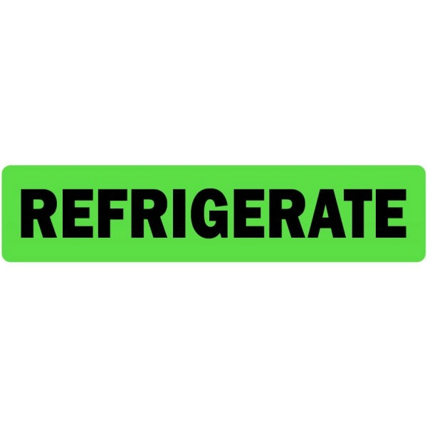 Refrigerate Stickers – Fluorescent Green 100 Stickers – 1″