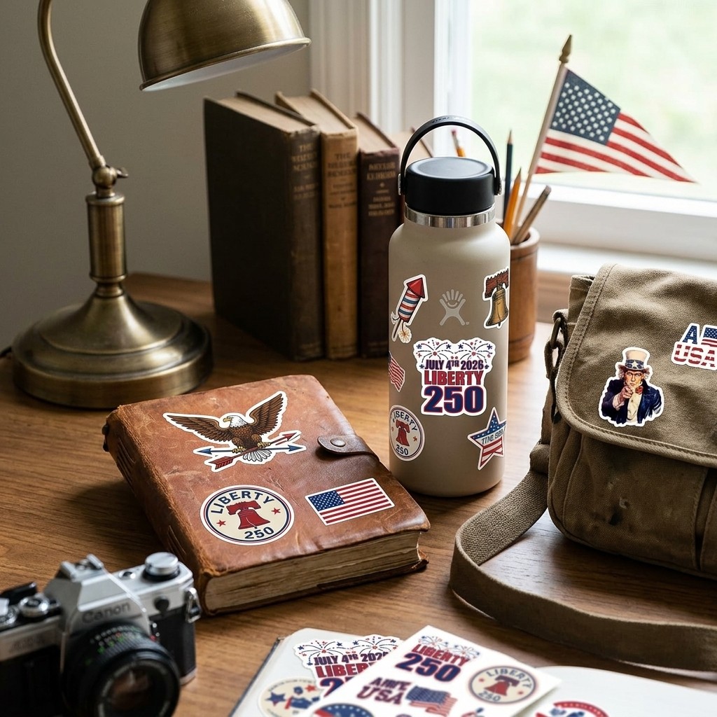 56Pcs 250th USA Anniversary Stickers Patriotic Independence Day Decals
