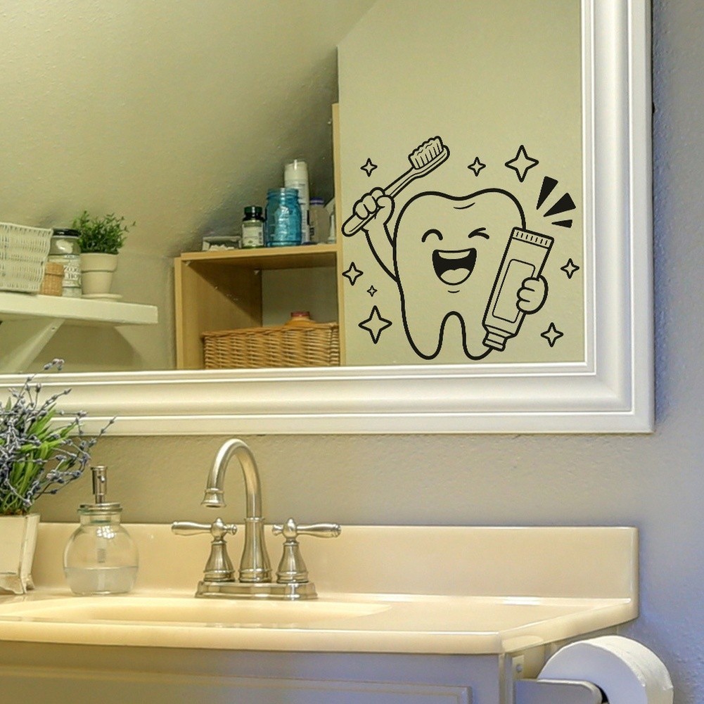 Cartoon Animal PVC Wall Sticker for Bathroom Tiles Glass Mirrors 19x19cm White
