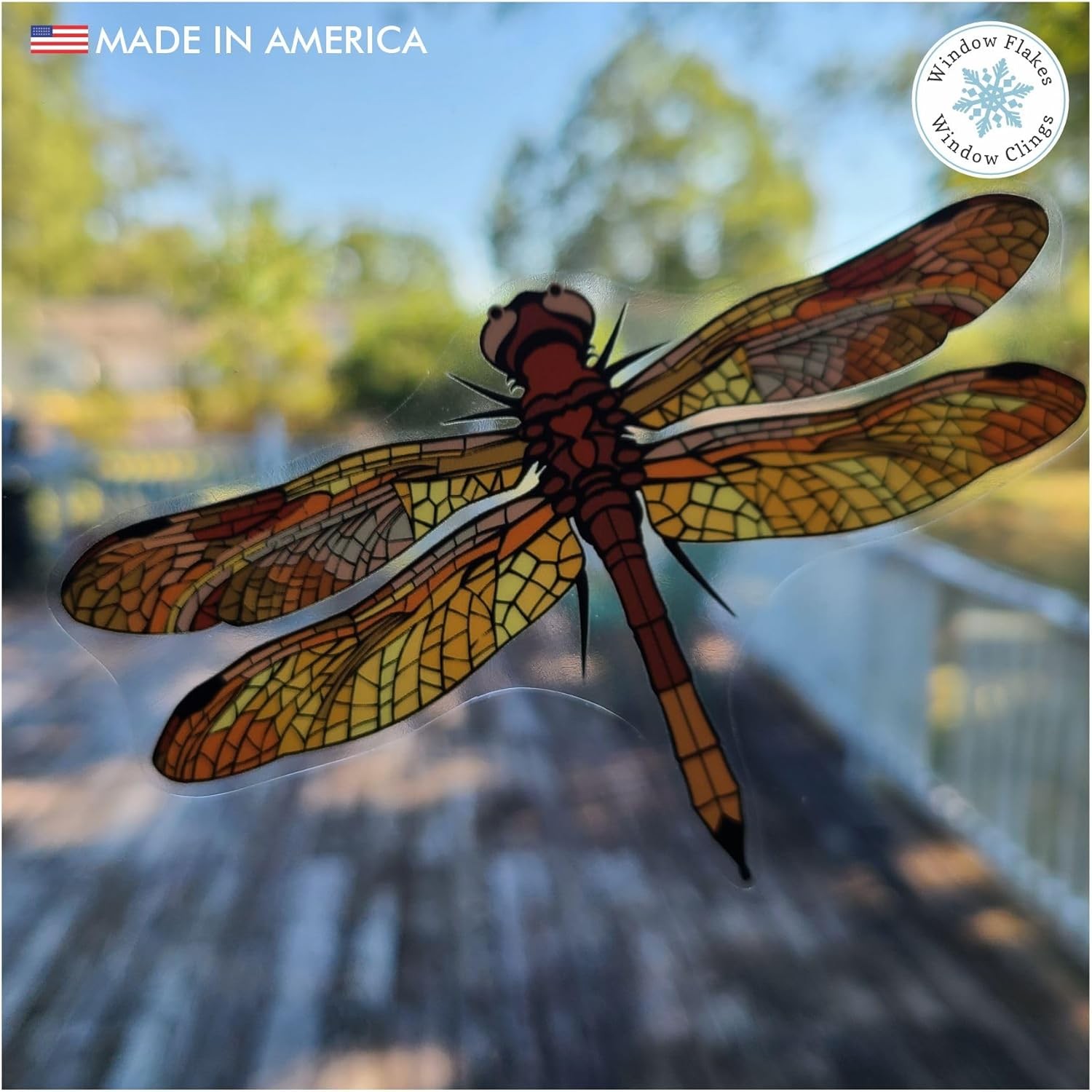 12 Piece Dragonfly Window Cling Decal Set for Bird Safety and Glass Collisions.