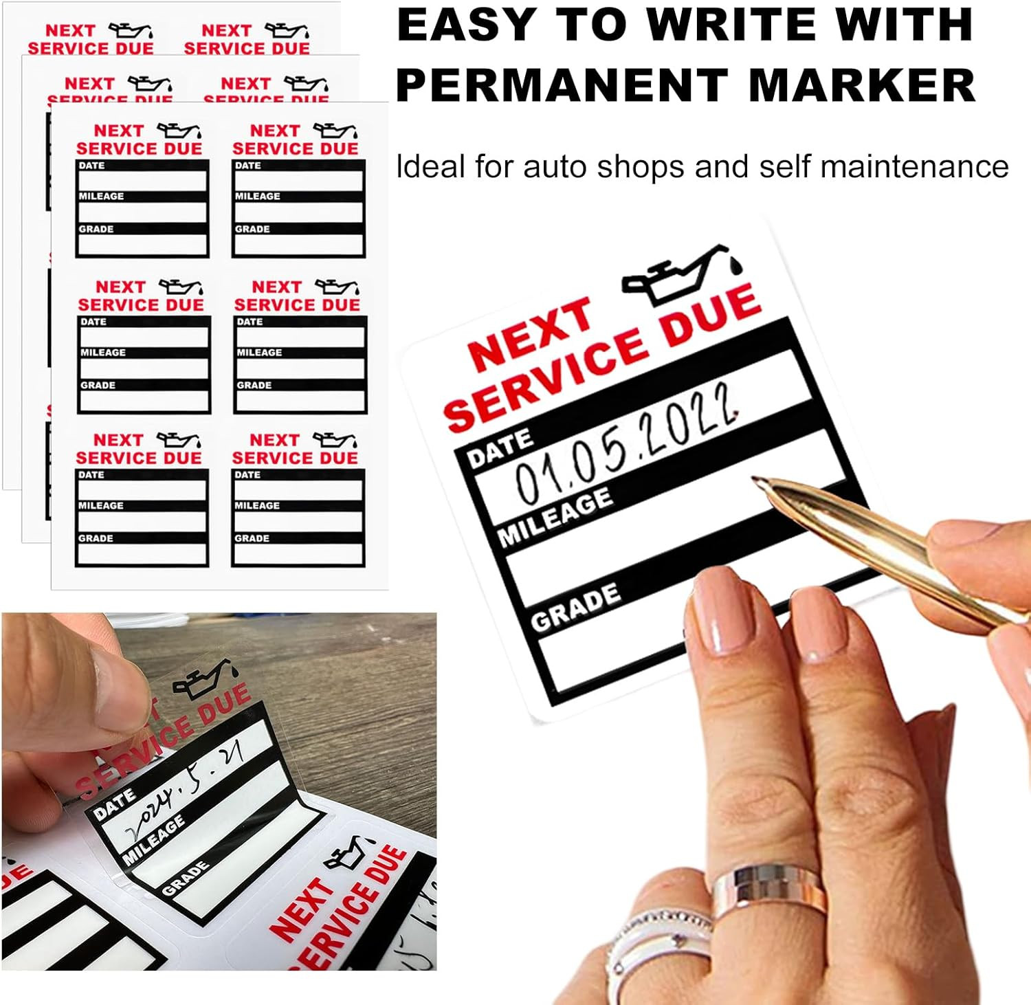120 PCS Oil Change Stickers Static Cling, 2×2 Inches Next Service Due Stickers f