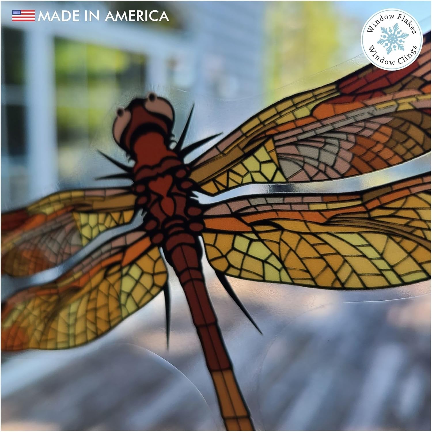 12 Piece Dragonfly Window Cling Decal Set for Bird Safety and Glass Collisions.