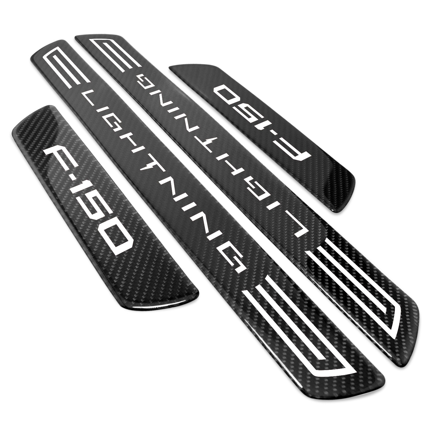 Ford F-150 Lightning X-Large Black Carbon Fiber 4 Pcs Universal Door Sill Plates