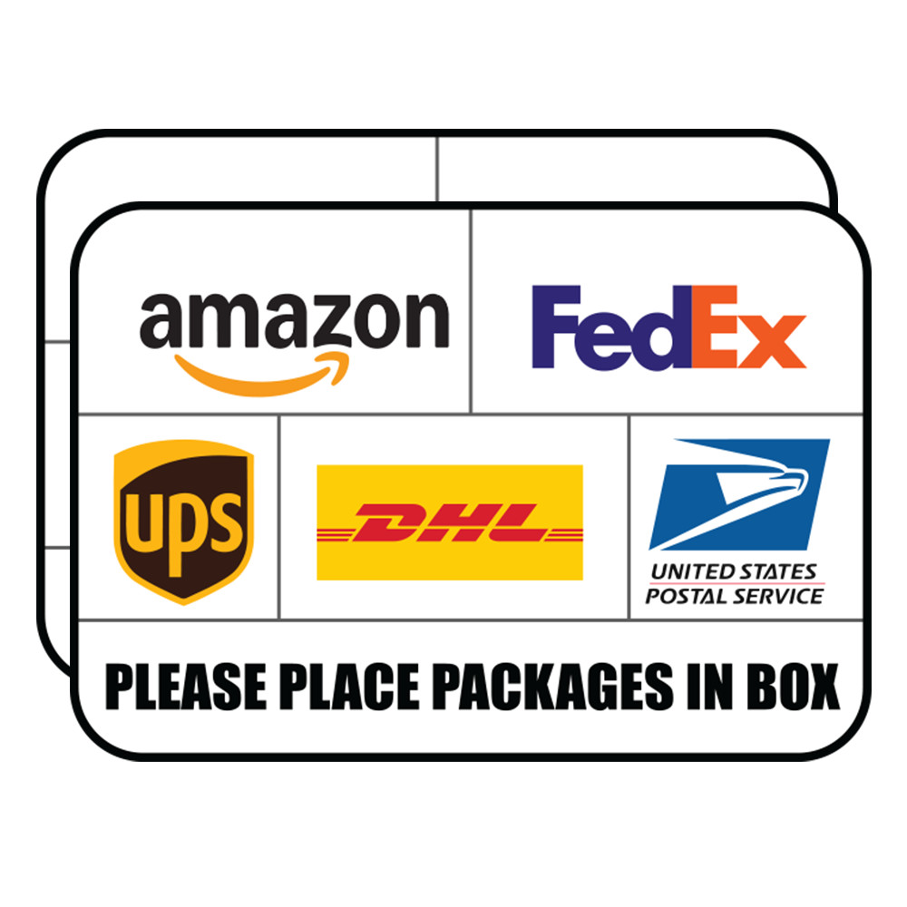 2-Pcs Please Place Packages In Box Delivery Sign Sticker Amazon FedEx Vinyl