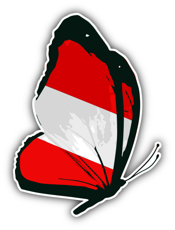 Austria Flag Butterfly Car Bumper Sticker Decal