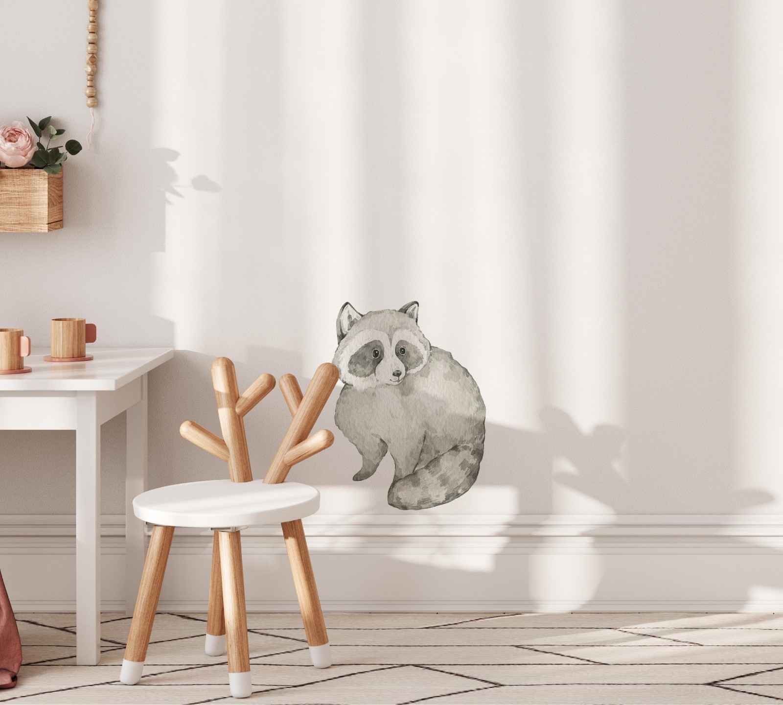 12″ Woodland Animal Raccoon Wall Decal Forest Sticker Peel & Stick Nursery Decor