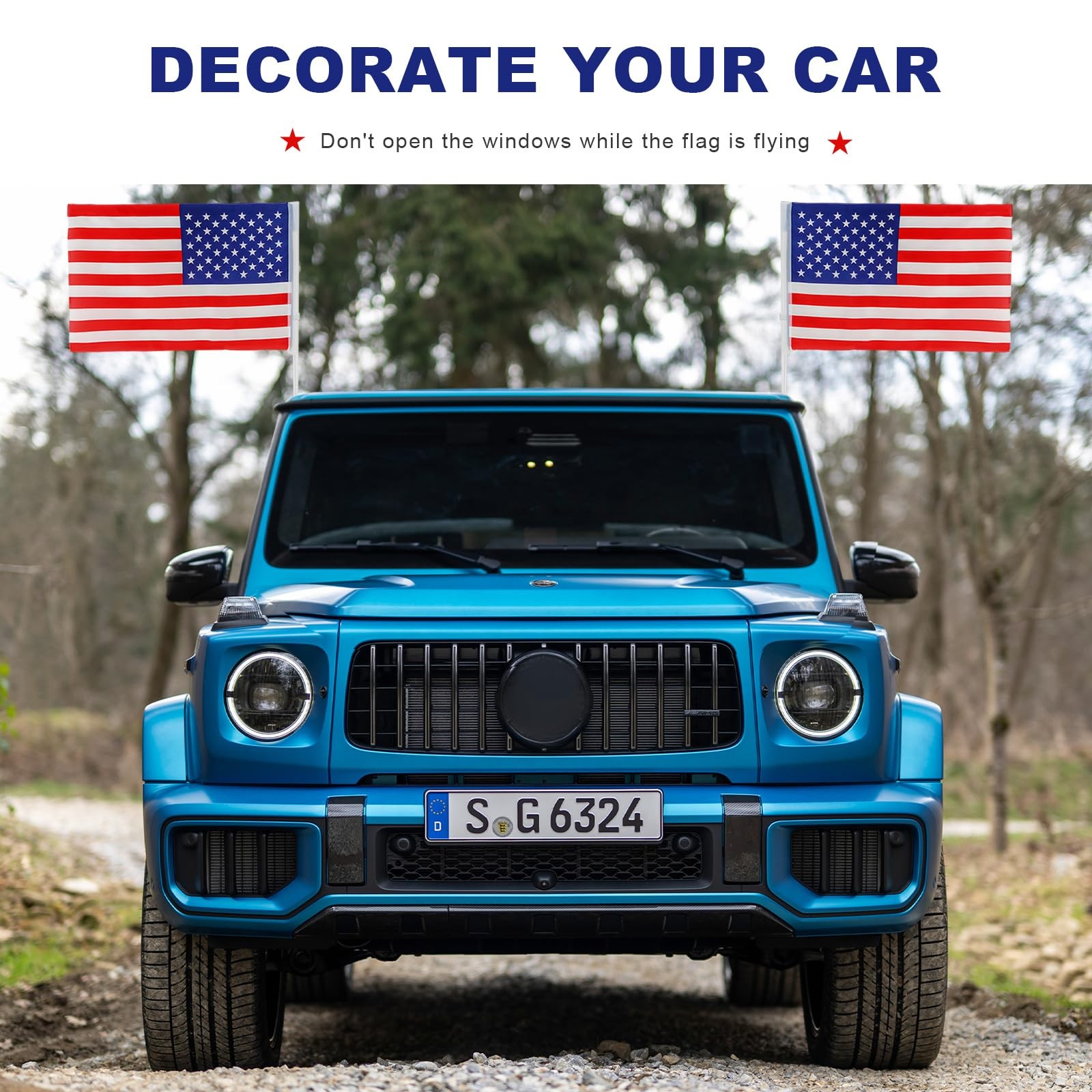 2 Pack 17×12 Inch American Car Flags with Window Clip Vehicle Window Mount Flag