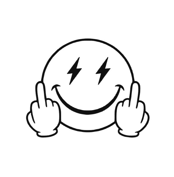 Flip Off Smiley Face Vinyl Decal Sticker -Multiple Colors & Sizes- FREE SHIPPING