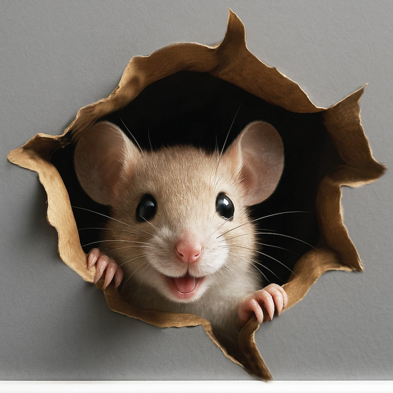 GRITKULTURE 3D Mouse Hole Wall Decal Sticker – 2 Pack, Fun Home Decor
