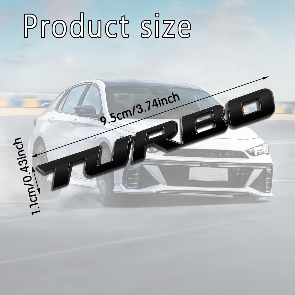 3D Metal Turbo Car Emblem – Durable Black Zinc Alloy Sticker, Easy Install