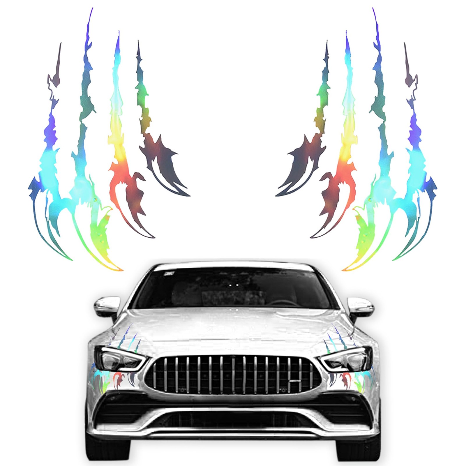 2 Pieces Holographic Laser Sharp Claw Decal Claw Car Hood Sticker Colorful Mo…