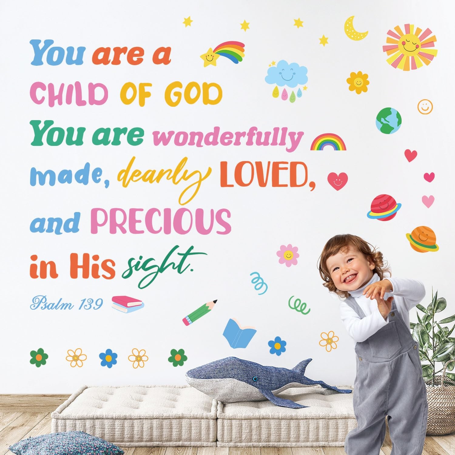 DS6-8085 Bible Quote Wall Stickers Decals Kids Inspirational Christian Vinyl …