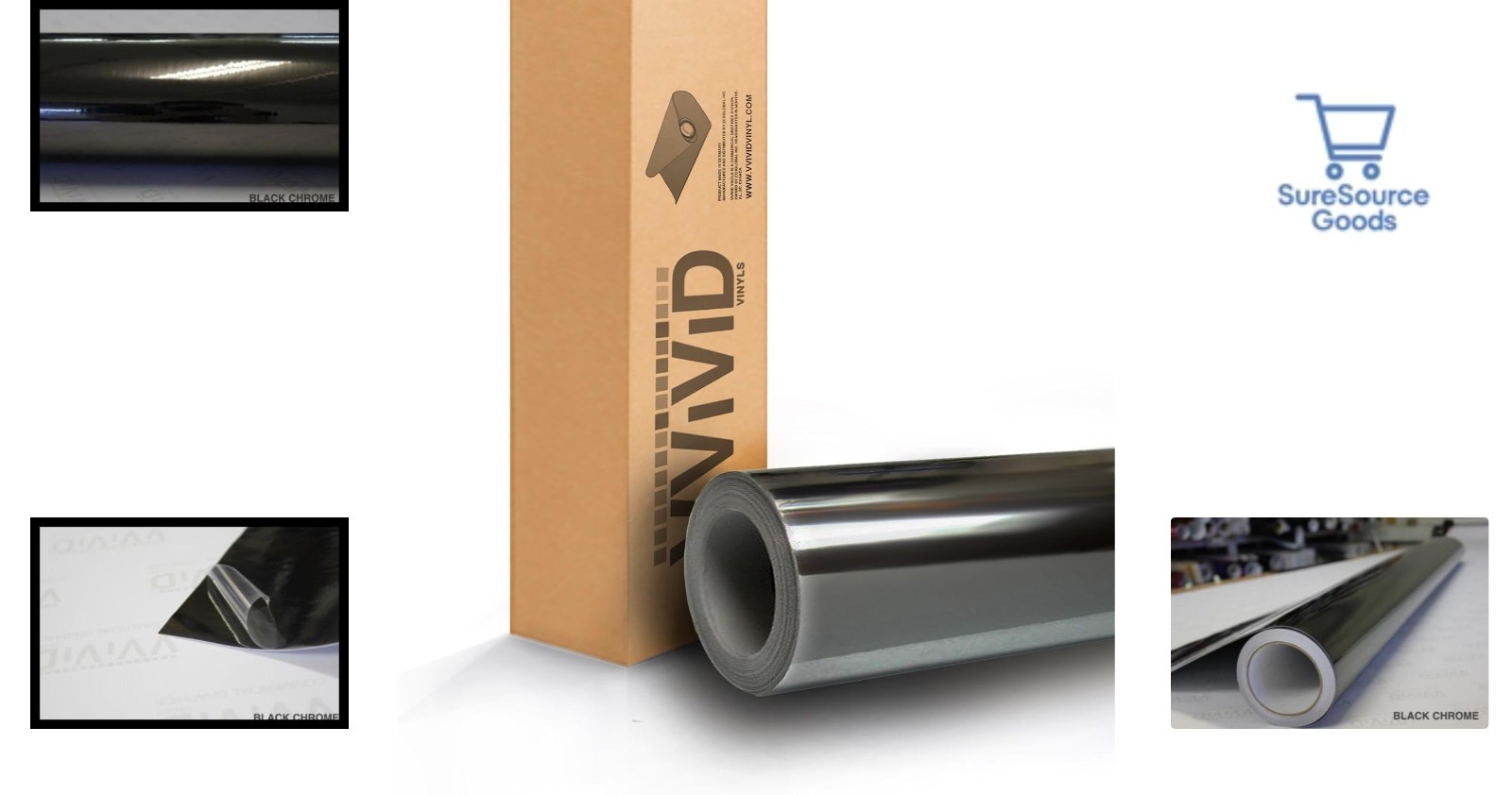 1ft x 5ft Black Chrome Vinyl Wrap Self Adhesive for Car Protection