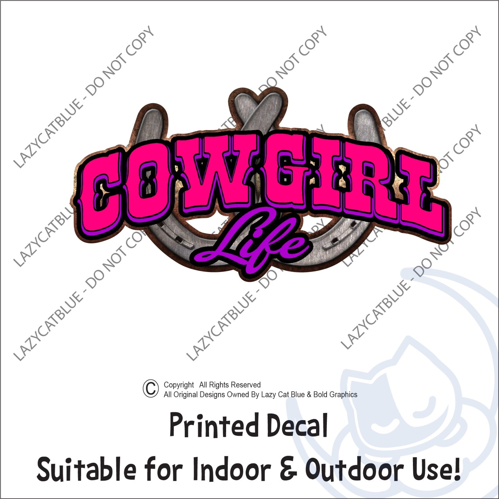 Cowgirl Life Decal Sticker Print & Die Cut Horseshoe Horse Ranch Country Western