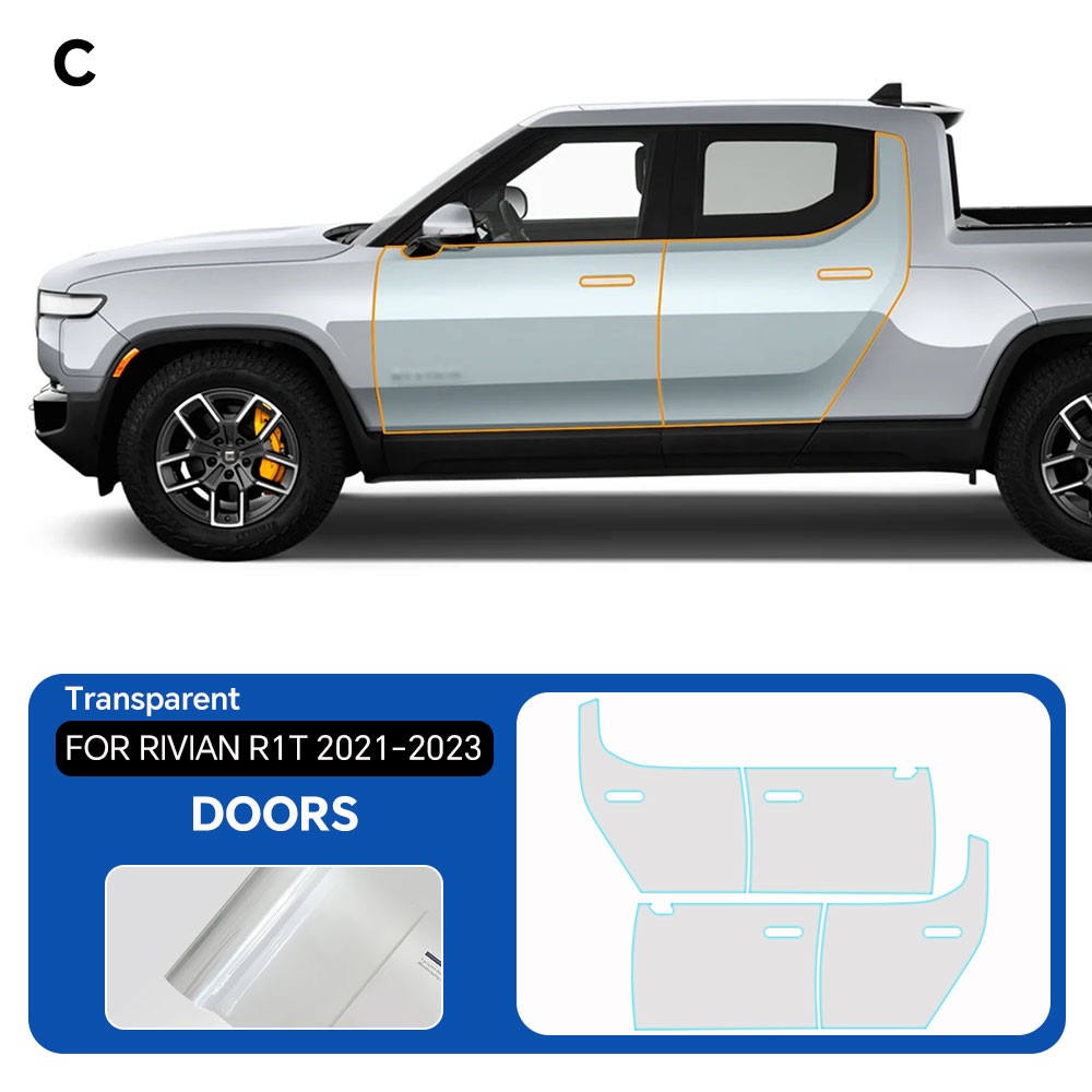 Full Car For Rivian R1T 2021-2023 Precut Paint Protection Film 8.5Mil Clear PPF