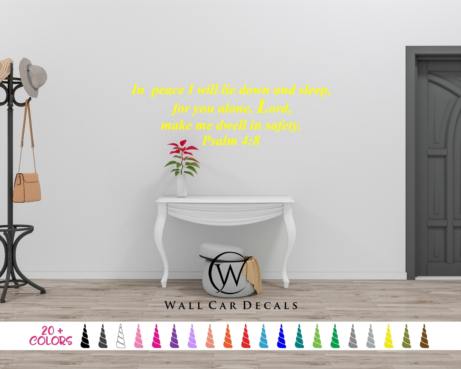 Psalm 4:8 In Peace Lie Down and Sleep Lord Bible Wall Quote Vinyl Decal Sticker
