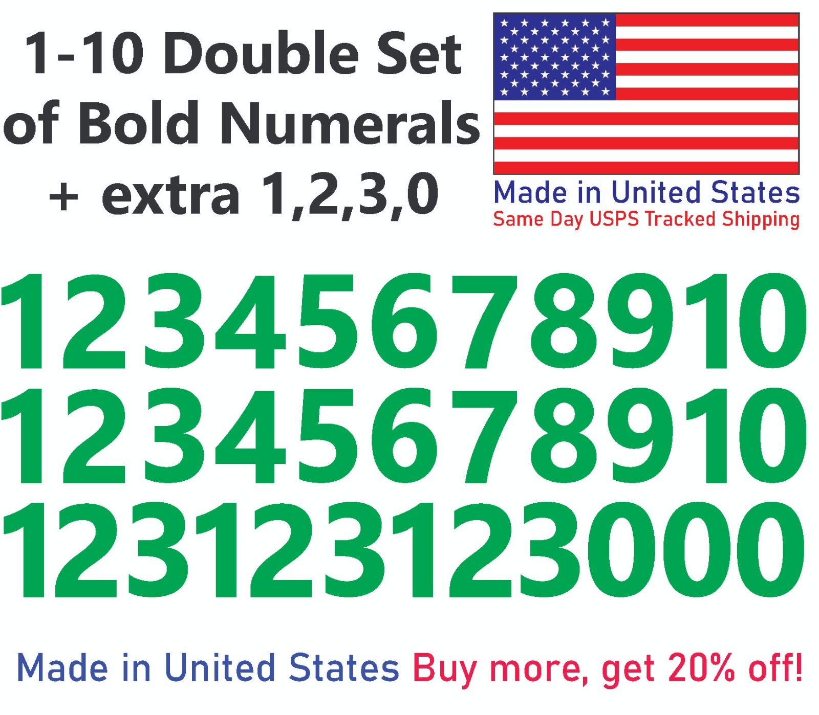 1-10 Bolston Bold Outdoor Vinyl Decal Numbers for Mailbox, Door, Address, Locker