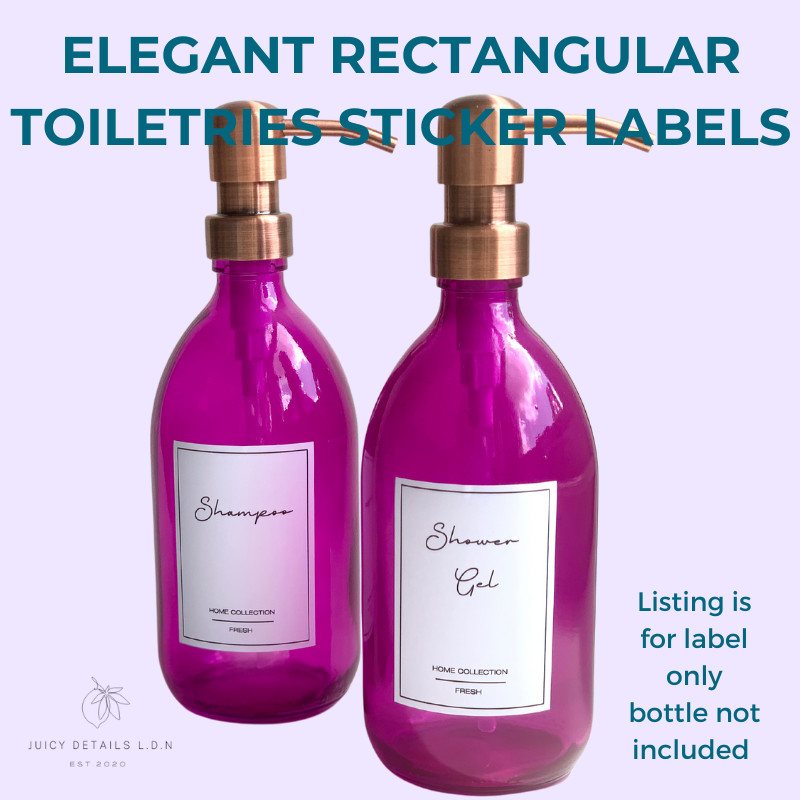 Bathroom Bottle/Jar Labels – White Rectangular- – Elegant Style -Pantry stickers