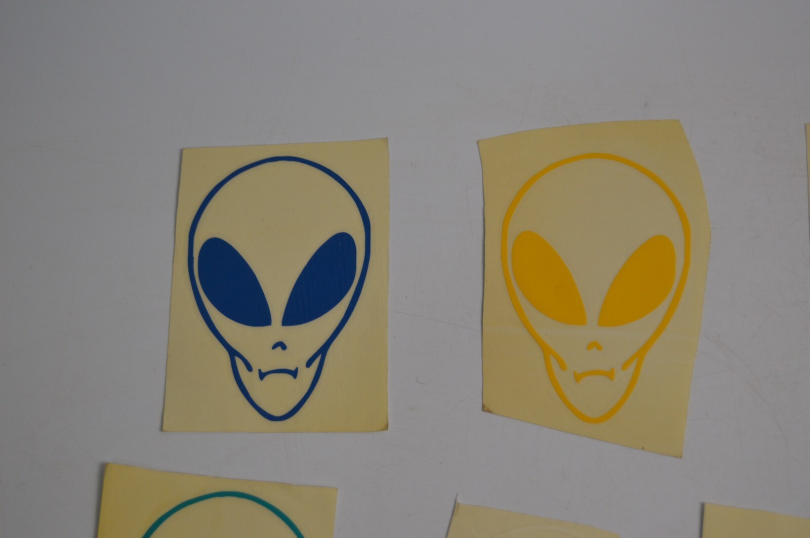 12 Vintage Alien Vinyl Decal Stickers Lot 1990’s Space Carnival Collectibles