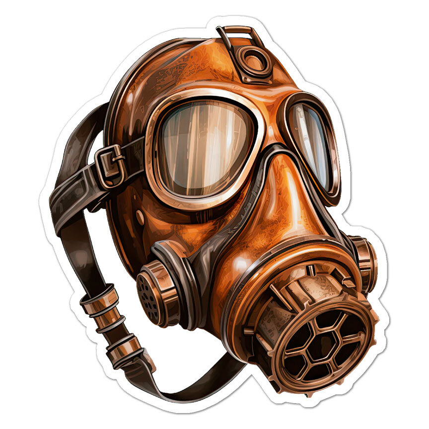 Military Gasmask, Vinyl Decal Sticker, Indoor Outdoor, 3 Sizes, #9748