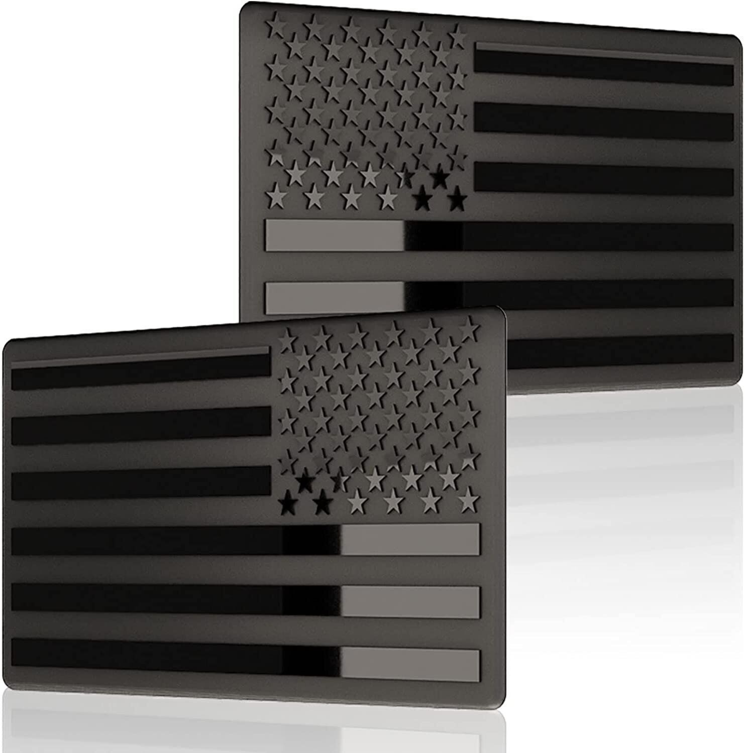 2PCS Metal USA Flag Sticker American Car Truck Decal Emblem Black