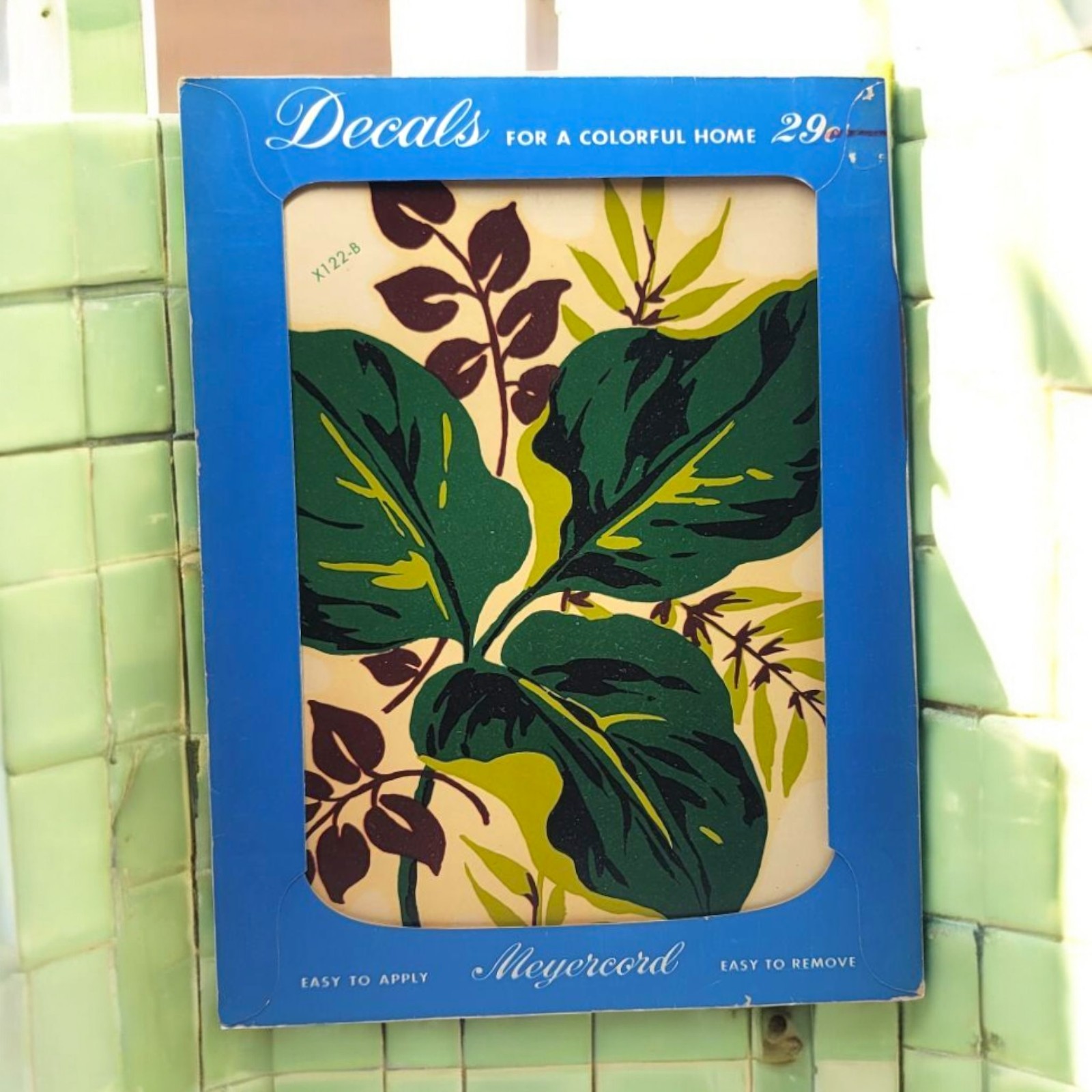 Vintage Meyercord C.1950s Mid Century Decal Plant Philodendronium Tile Sticker