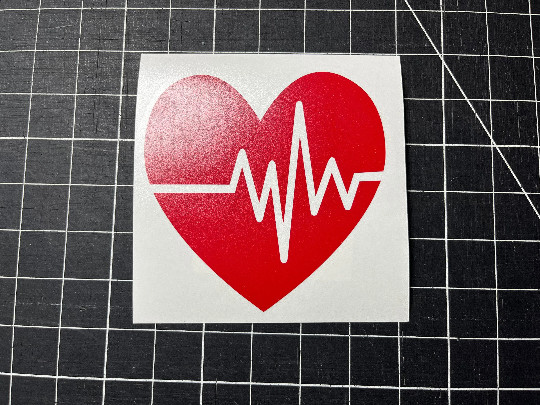 Heart with EKG Vinyl Decal