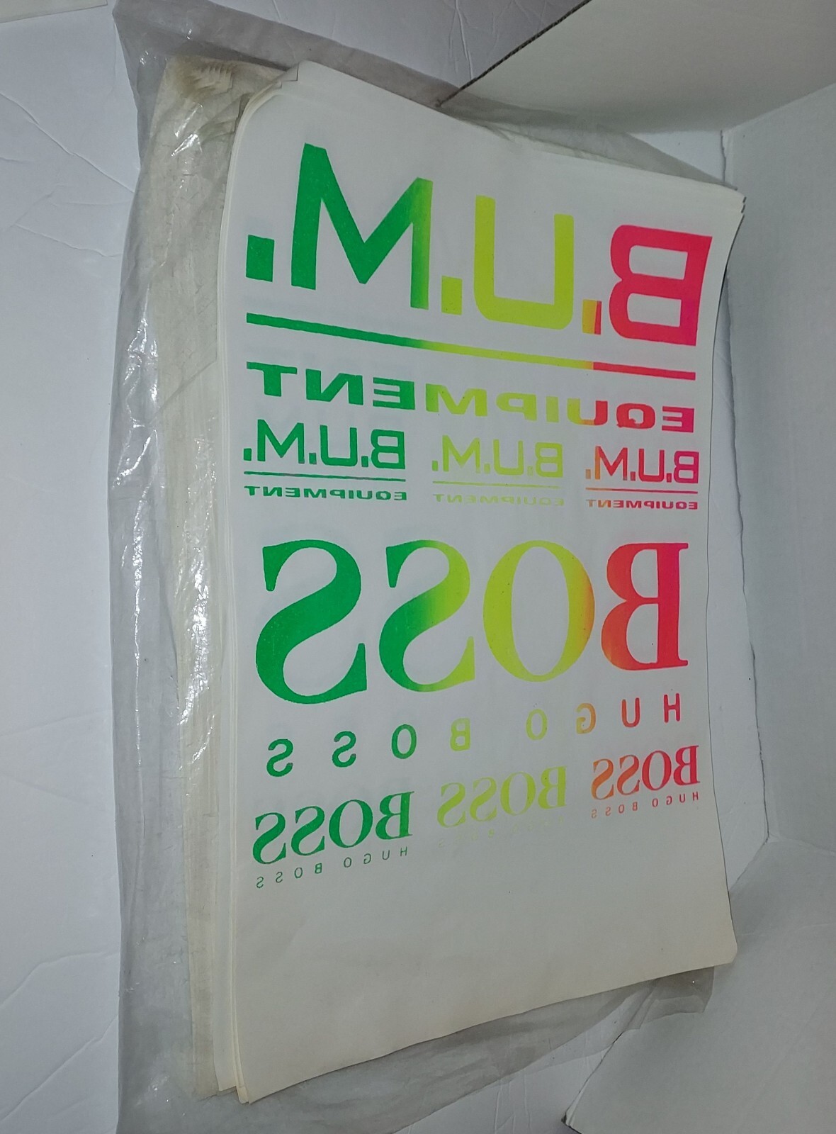 Neon Custom B.U.M. Equipment BOSS Hugo Iron On Logos Transfers 25+ Vintage