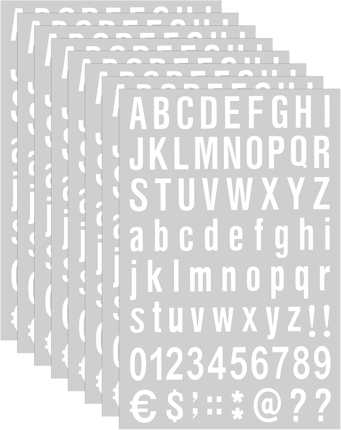 8 Sheets Self-Adhesive Vinyl Letters Numbers Kit, 536 Alphanumeric Stickers