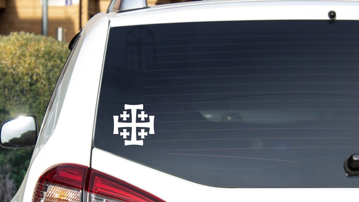 Cruz de Jerusalem Crusaders Cross Solid Vinyl Decal Sticker Jerusalém