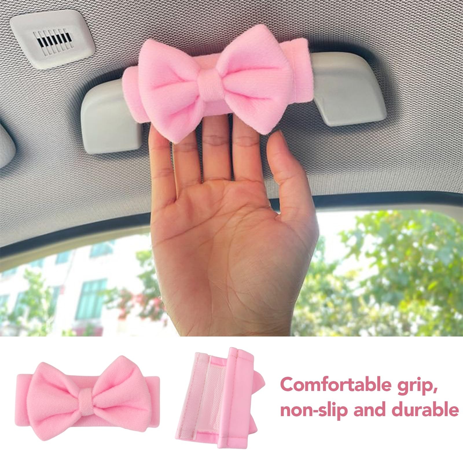 5PCS Pink Bow Car Accessories Set for Women, Cute Adhesive Pink Bow for Exter…