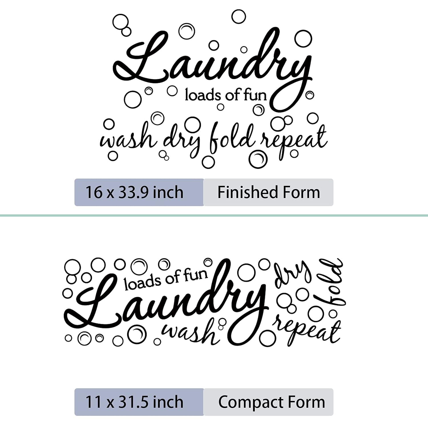 Laundry Room Sign Decals Bubble Wall Decor Set with Quote Stickers Wash Dry