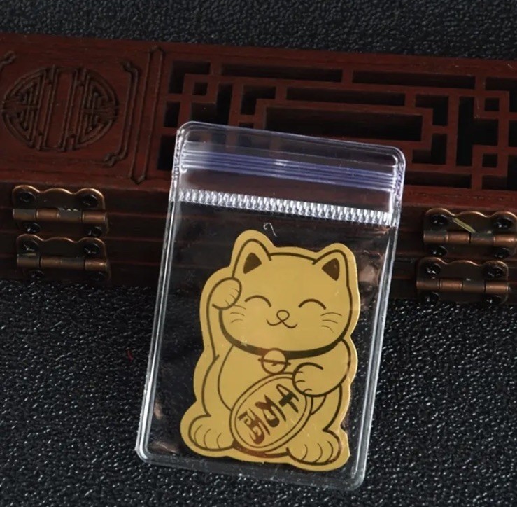 Golden Japanese Kawaii Maneki-Neko Beckoning Cat Lucky Talisman Token Decal 1 PC