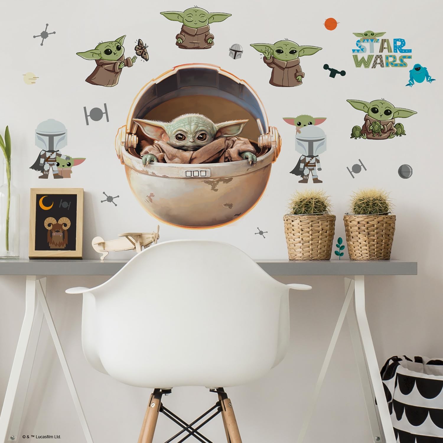 Star Wars: The Child Illustrated Peel and Stick Wall Decals, Vinyl, 24 Decals