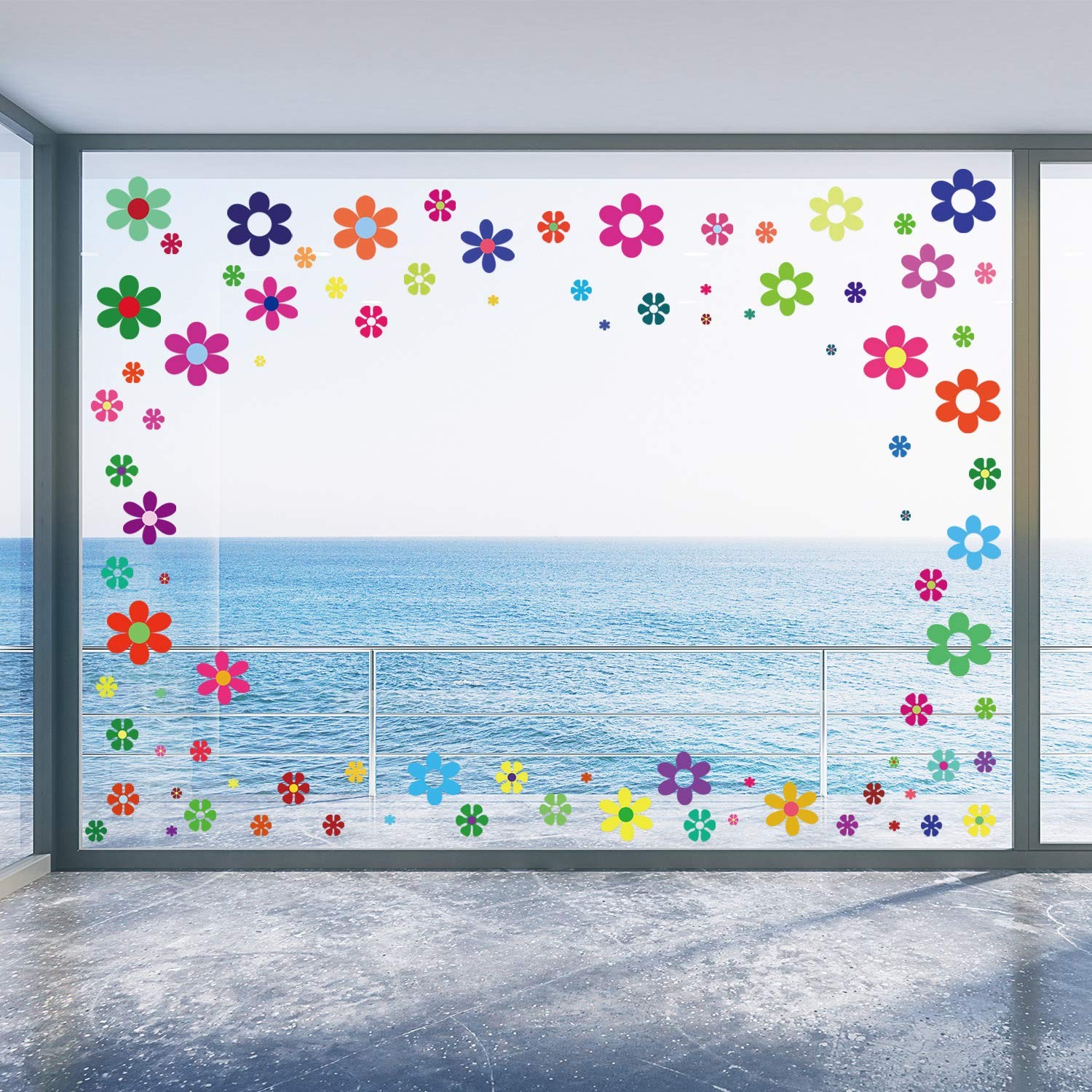 96 Pcs Car Flower Decals Daisy Stickers Self Adhesive Hippie Stickers for Truck