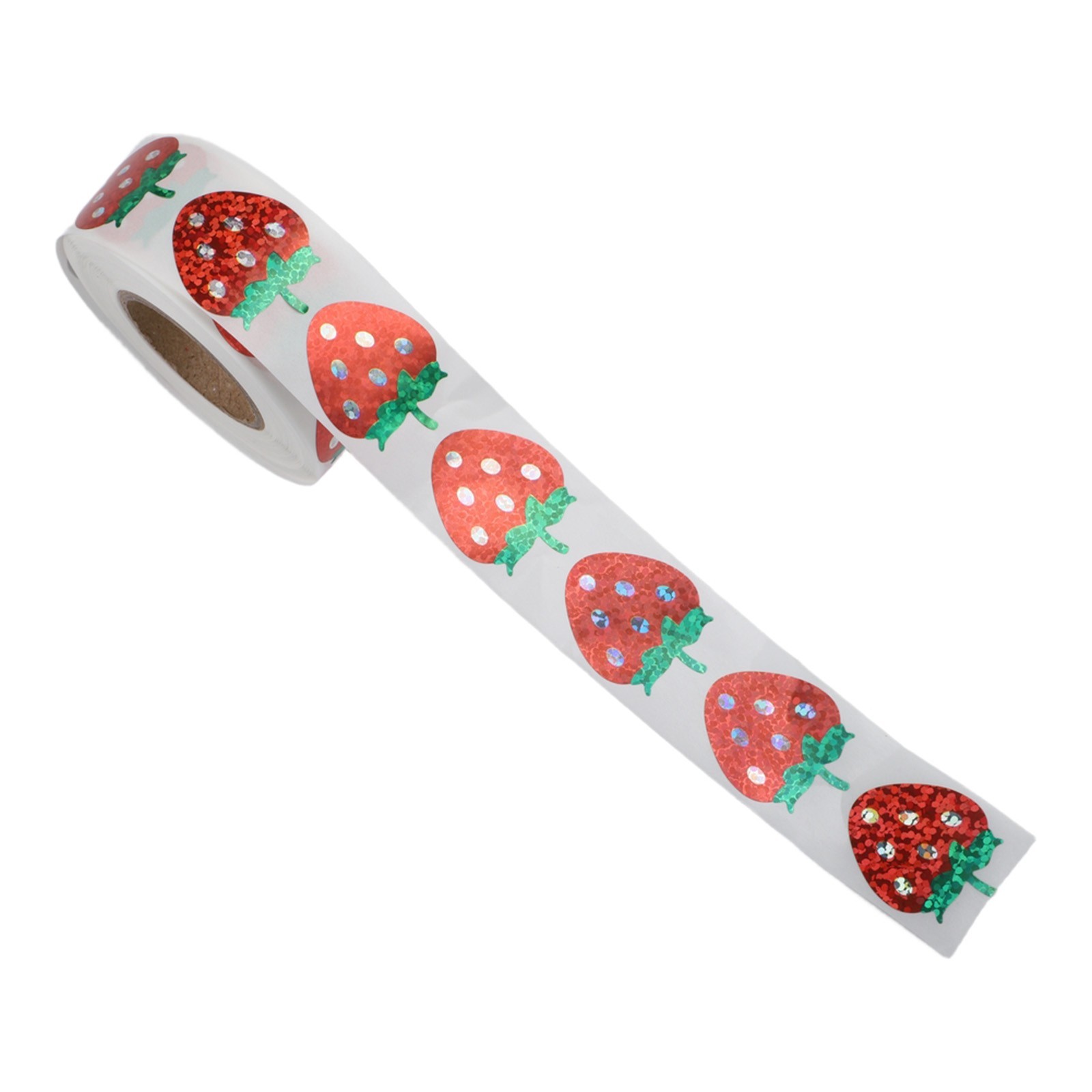 500 Pcs Strawberry Shaped Holographic Labels Coated Paper for Various Uses
