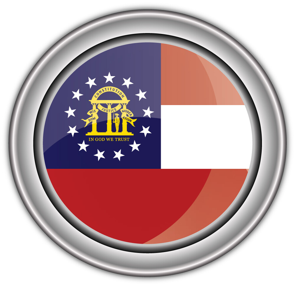 Georgia USA State Flag Silver Badge Car Bumper Sticker Decal