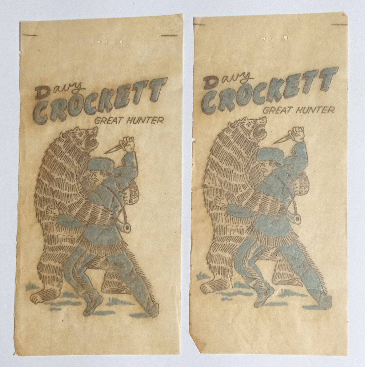 Vintage 1950s Iron On Transfers Davy Crockett (Qty 2 Decals) 3″w x 5.5″h each
