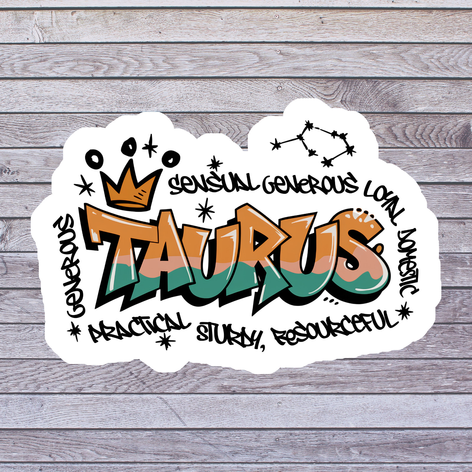 Zodiac sticker vinyl decal taurus graffiti traits crown constellation art
