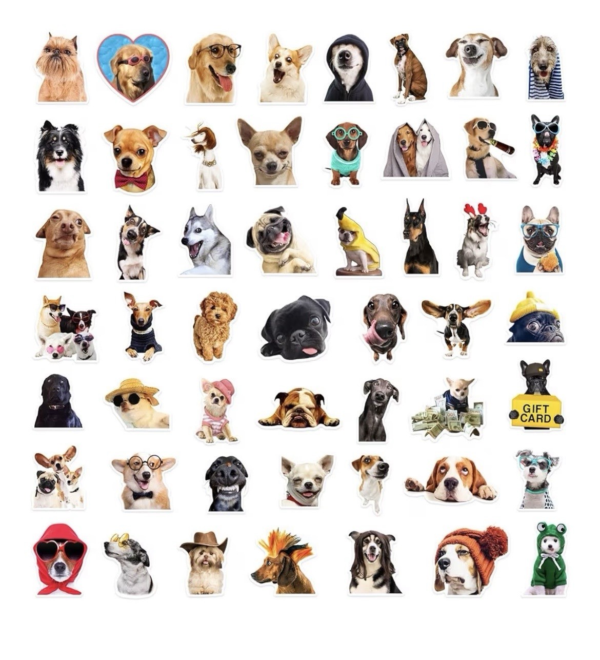50pcs Funny Dog Stickers Puppy Animal Decals Waterproof Vinyl Gifts for Laptop