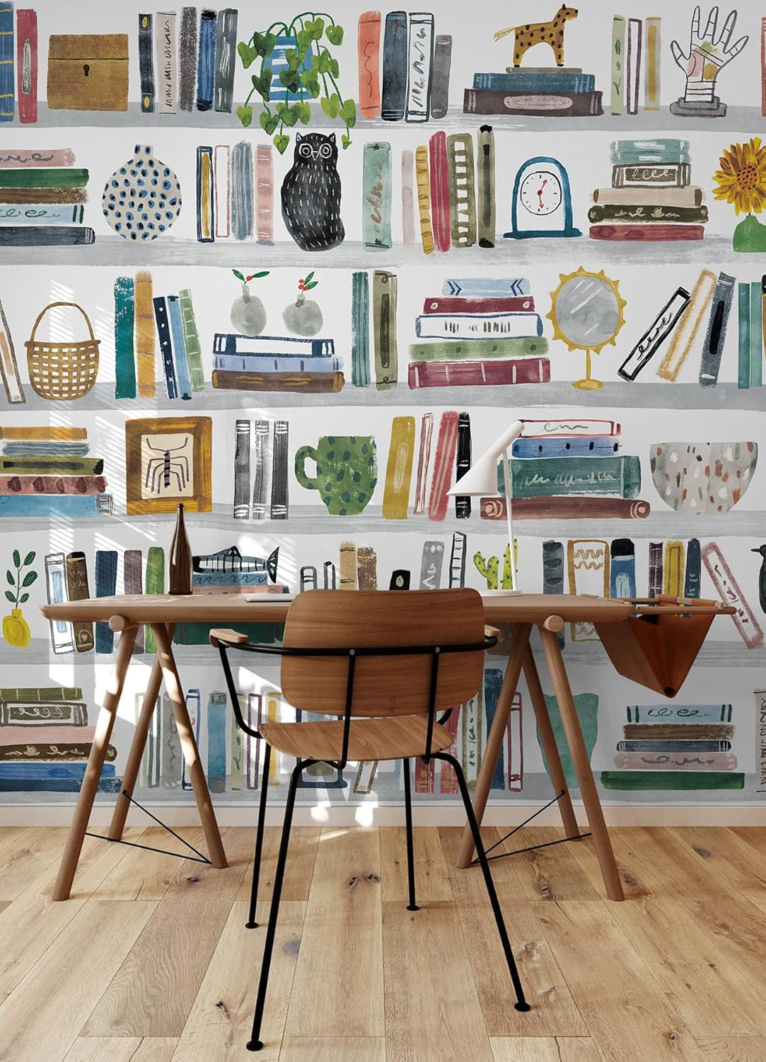 Charming Peel and Stick Library Wall Mural for Effortless Home Decor
