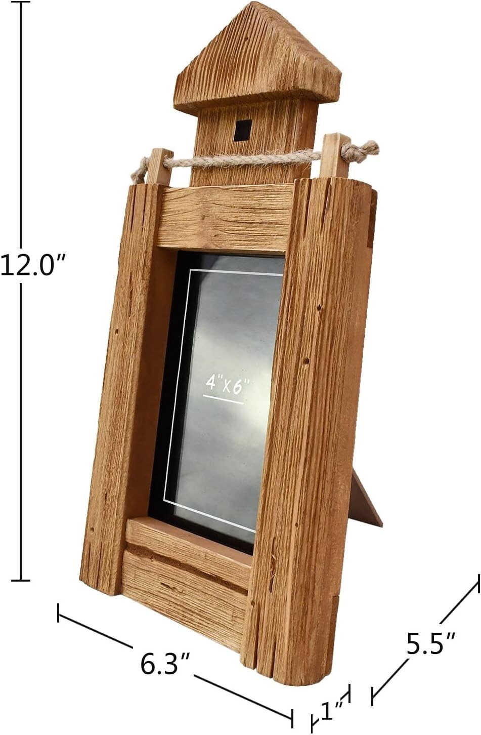 Aecipl Wooden Lighthouse Photo Frame Nautical Tabletop Decor Beach Themed (L)