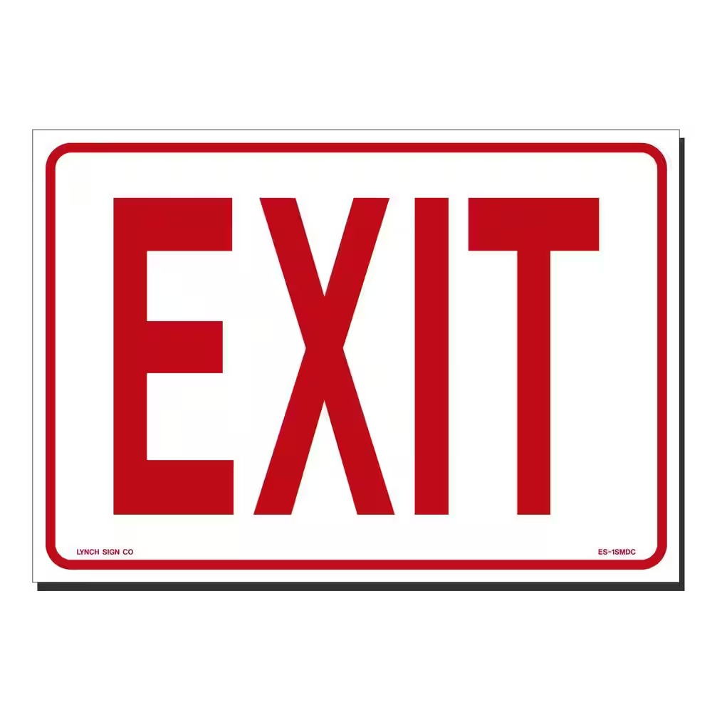 10 In. X 7 In. Decal Red on White Sticker Exit