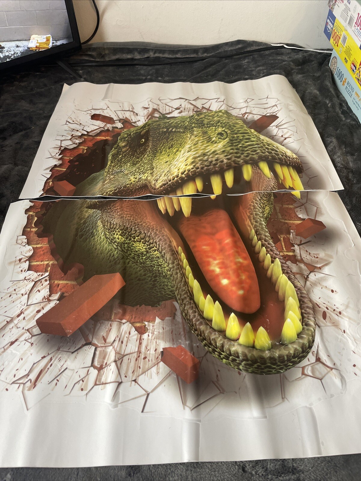 Tyrannosaurus 3D Removable Wall Sticker 24×18 Dinosaur Breaking Through Wall