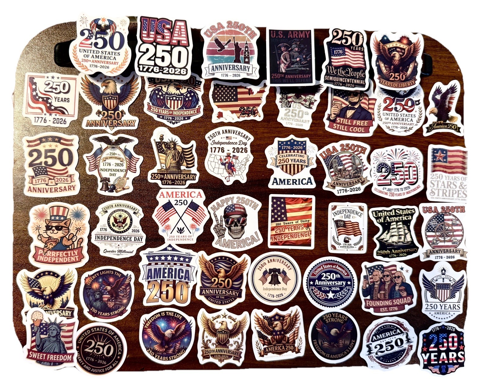 America 250th Anniversary Sticker Lot Of 50 About 2X2” Party Parade Giveaways