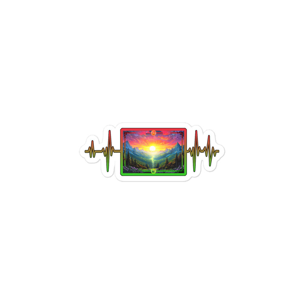 Red-Green Elemental Landscape Bubble-free stickers Heartbeat Gradient